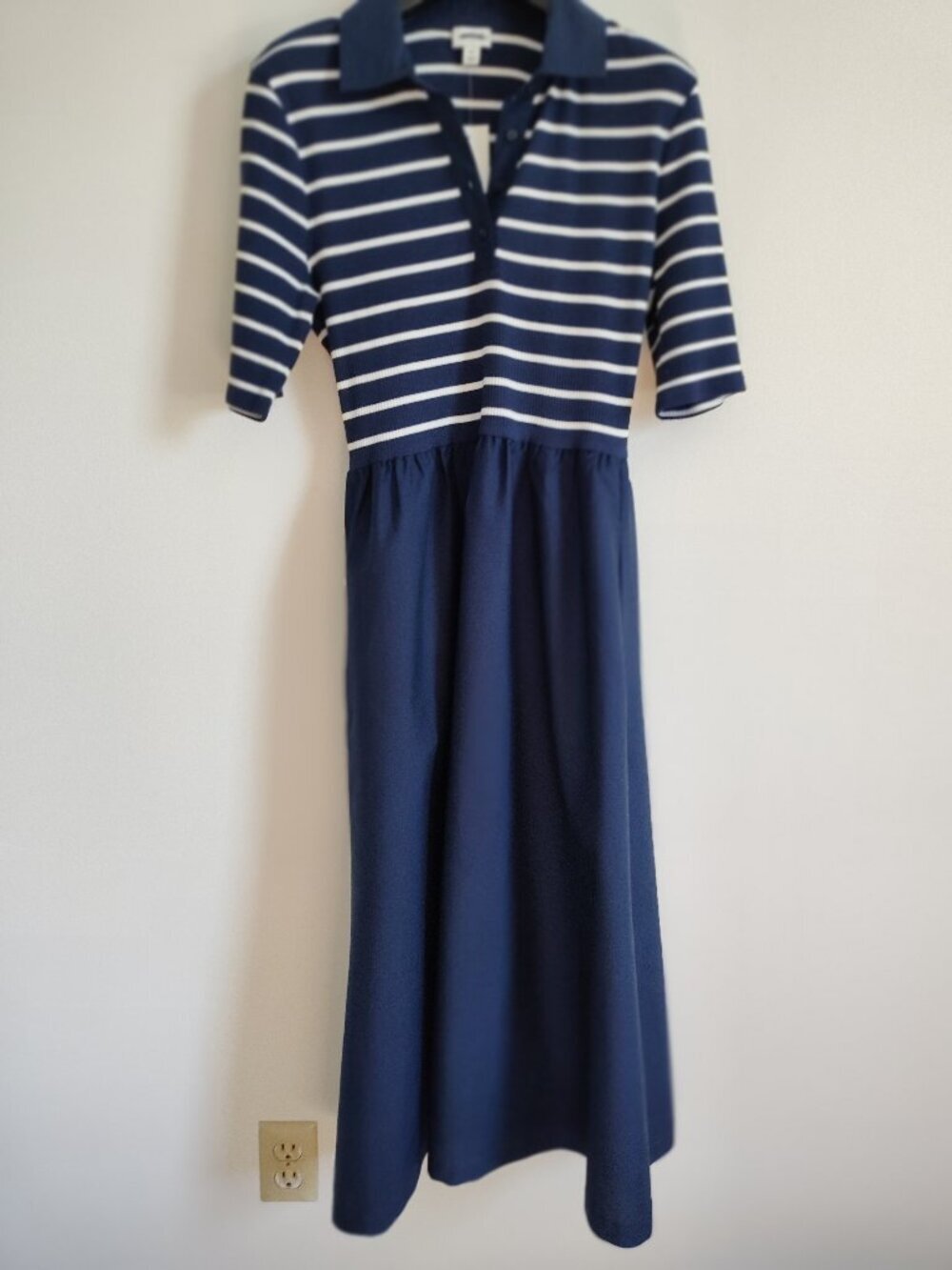 J Crew Factory Striped Collared Midi Dress